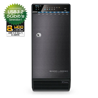 FANTEC QB-X8US3R HDD-Gehäuse 8x 3,5 SATA, mit USB3.2, eSATA, RAID, schwarz (Produktbild 3)