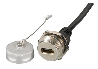 IP67 Einbaubuchse, M25, HDMI, Bu-St -- A-A, 1,0m, IP67EBHDMIA-A1,0FL (Produktbild 1)