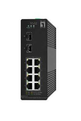 Hilbert 10-Port Industrie Gigabit PoE  -- 2 x SFP 8 PoE Outputs 802.3at/af PoE, IGS-2110P (Produktbild 1)