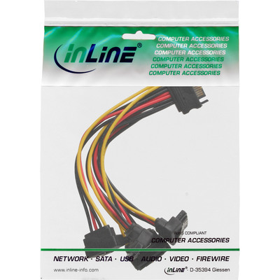 InLine® SATA Strom-Y-Kabel, SATA BU/4x SATA ST gew., m. Laschen, 0,30m (Produktbild 2)