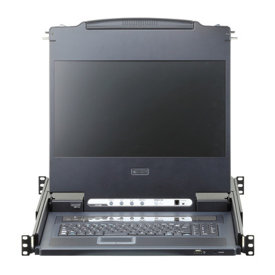 ATEN CL6708MW IT Single Rail KVM-Switch 8-Port 17,3-LCD (USB DVI) IT-Layout (Produktbild 2)