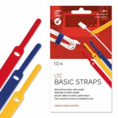 LTC BASIC STRAPS, Klettkabelbinder -- 10 Stück Set gelb/blau/rot, LTC-1130 (Produktbild 1)