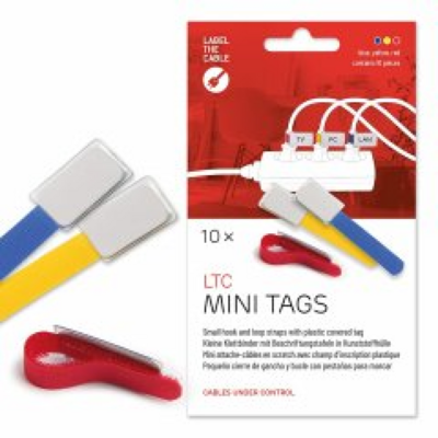 LTC MINI TAGS Kleine Klettkabelbinder mit -- Beschriftungstafeln 10 Stk Set ge/bl/rt, LTC-2530 (Produktbild 1)