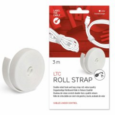 LTC ROLL STRAP, Doppelseitige Klettbandrolle -- 3m weiß, LTC-1220 (Produktbild 1)