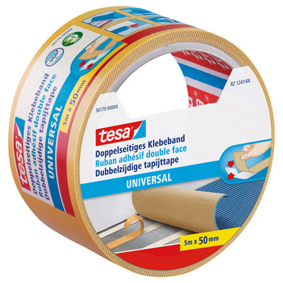 tesa® Doppelseitiges Klebeband, universal, 5m x 50mm, beige (Produktbild 3)