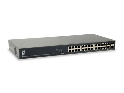 26 Port Web Smart Gigabit PoE Switch -- 2x Gigabit SFP, 24 PoE Ausgänge, 370W, GEP-2652 (Produktbild 1)