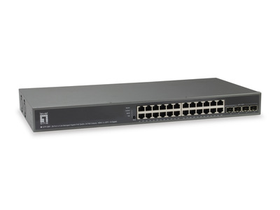 28-Port L3 Lite Managed Gigabit PoE -- Switch, 24 PoE Ausgänge, 185W, 4x 10GbE, GTP-2881 (Produktbild 1)