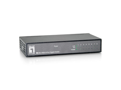 8-Port Gigabit Ethernet Switch, 8 x -- 10/100/1000Mbps, Metallgehäuse, GEU-0822 (Produktbild 1)