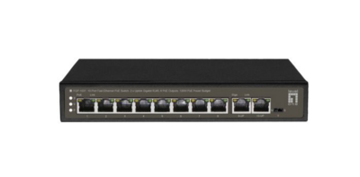 10-Port-Fast Ethernet-PoE-Switch, 2 x Uplink  -- Gigabit RJ45, 8 PoE-Ausgänge, 120W, FGP-1031 (Produktbild 1)