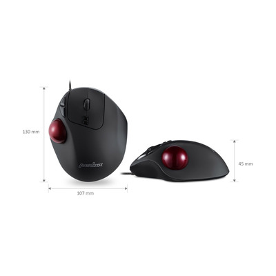 Perixx PERIMICE-517, Ergonomische Trackball Maus, USB-Kabel, schwarz (Produktbild 2)