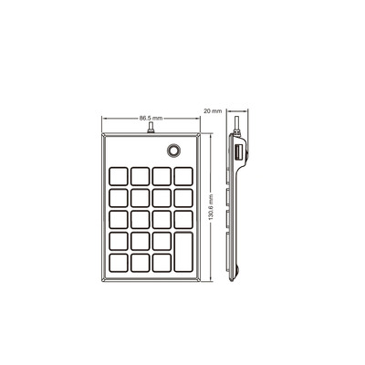 Perixx PERIPAD-202 H, USB Nummernblock mit 2-Port Hub, schwarz (Produktbild 6)