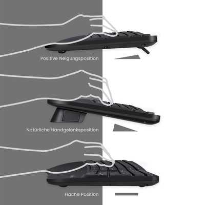 Perixx PERIDUO-605 DE, Tastatur- und Maus-Set, kabellos, ergonomisch, schwarz (Produktbild 3)