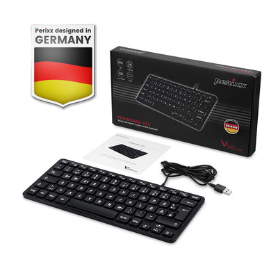 Perixx PERIBOARD-332B DE, Mini-Tastatur, USB kabelgebunden, beleuchtet, schwarz (Produktbild 2)