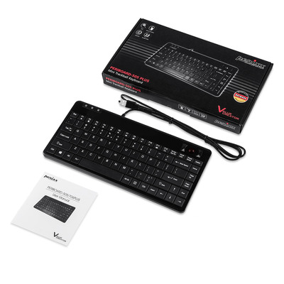 Perixx PERIBOARD-505H PLUS US, Mini USB-Tastatur, Trackball, Hub, schwarz (Produktbild 3)