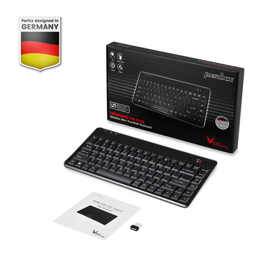Perixx PERIBOARD-706 PLUS US, Mini Tastatur, Trackball, schnurlos, schwarz (Produktbild 2)