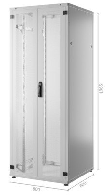 19 Serverschrank PRO 42HE, 800x800 mm -- F=2-tlg., R=Stahl 1-tlg. 2xVR, RAL7035, PRO-4288GR.P2SV (Produktbild 1)