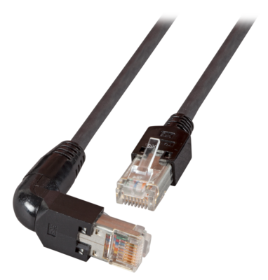 RJ45 Patchkabel Cat.5e S/UTP PVC -- TM11 1x90° schwarz 0,25m, K0993.0,25 (Produktbild 1)