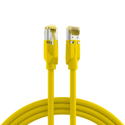 INFRALAN© RJ45 Patchkabel S/FTP, Cat.6A -- TM31, UC900, 0,5m, gelb, IPK-6A-M-HFR-GE-0050 (Produktbild 1)