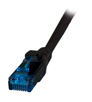 INFRALAN© RJ45 Patchkabel U/UTP, Cat.6A -- LSZH, Premium, 500MHz, 0,5m, schwarz, IPK-6A-U-HFR-SW-0050 (Produktbild 1)