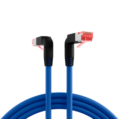 RJ45 Patchkabel Cat.6A S/FTP LSZH -- Draka UC900 TM21 2x90° blau 1m, K4137BL.1 (Produktbild 1)