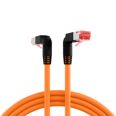 RJ45 Patchkabel Cat.6A S/FTP LSZH -- Draka UC900 TM21 2x90° orange 0,5m, K4137OR.0,50 (Produktbild 1)