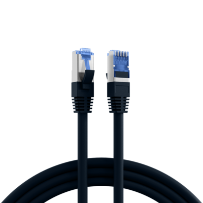 RJ45 Patchkabel Cat.6A S/FTP TPE -- Cat.7 Rohkabel superflex schwarz 0,15m, K5525FSW.0,15 (Produktbild 1)