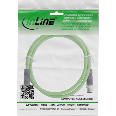 InLine® Industrie Netzwerkkabel, M12 4-pin D-kodiert Stecker/Stecker, PUR, 2m (Produktbild 3)