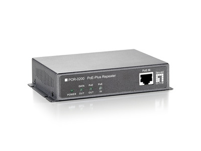 2-Port Fast Ethernet PoE+ Repeater 30W -- 1x PoE+, 1x ohne PoE Port, POR-0200 (Produktbild 1)