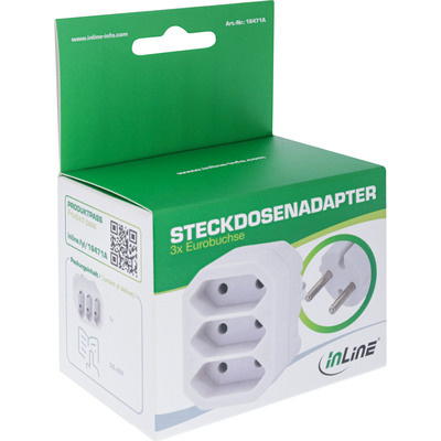 InLine® Steckdosenadapter, Schutzkontakt Stecker an 3x Eurobuchse, weiß  (Produktbild 5)