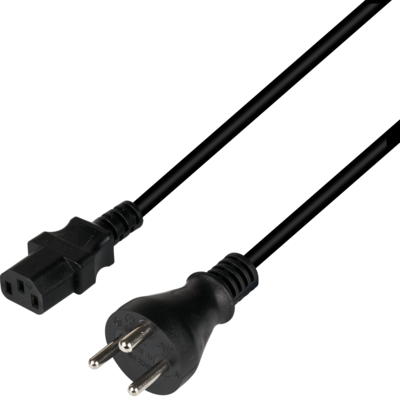 Netzleitung Dänemark DPin 90° - C13 90° -- schwarz, 1,8 m, 3 x 0,75mm², EK532.1,8V2 (Produktbild 1)