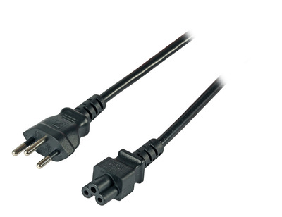 Netzleitung Schweiz Typ 12 - C5 180° -- schwarz, 1,8 m, 3 x 0,75 mm², EK495.1,8V2 (Produktbild 1)