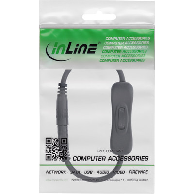 InLine® DC Kabel mit Schalter, DC ST/BU 4,0x1,7mm, AWG 18, schwarz, 0,20m (Produktbild 3)