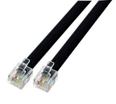 Modularkabel schwarz, 2 x RJ11 (6/4) -- Stecker, 1:1, 0,15 m, K2413SW.0,15 (Produktbild 1)