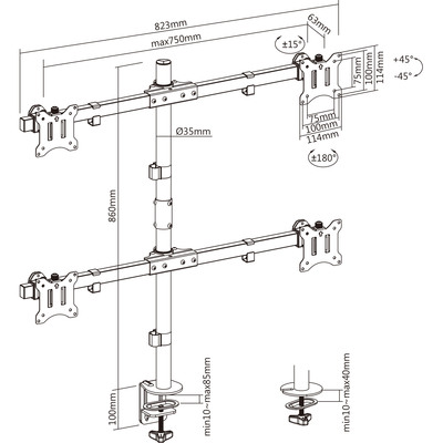 InLine® Tischhalterung, für 4x LCD-/LED-Display bis 81cm (32), max. 9kg  (Produktbild 5)