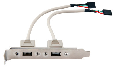 Slotblech mit 2xUSB Einbaubuchsen Serie -- A auf 2x5pol. Platinenstecker, 0,2 m, K5305.020V2 (Produktbild 1)