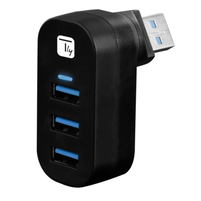 Techly Mini-Dreh-Hub 3x USB 3.0 --, IUSB3-HUB3-ROTB (Produktbild 1)