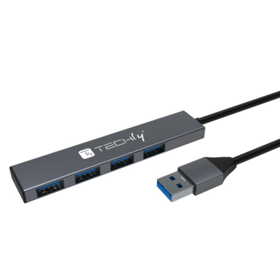 Techly USB-A 3.2 Hub 4x USB-A Slim 5Gbit/s --, IUSB32-HUB4A-4U3SL (Produktbild 1)