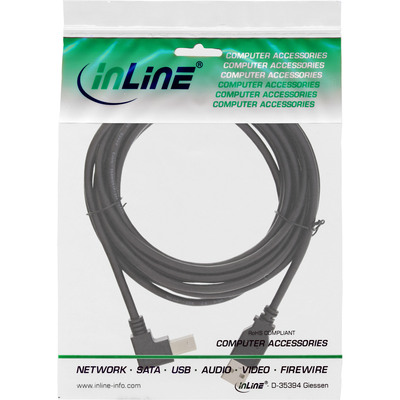 InLine® USB 2.0 Kabel, A an B unten abgewinkelt, schwarz, 1m (Produktbild 2)