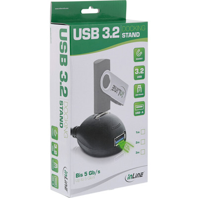 InLine® USB 3.2 Gen.1 Verl., USB A Stecker / Buchse, schwarz, mit Standfuß, 1m  (Produktbild 5)