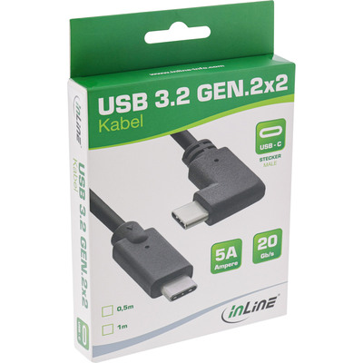 InLine® USB 3.2 Gen.2 Kabel, USB-C Stecker/Stecker gewinkelt, schwarz, 0,3m (Produktbild 2)