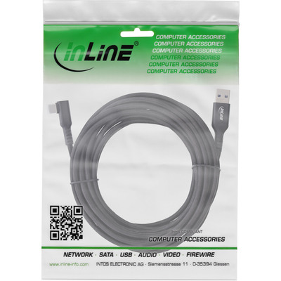 InLine® USB 3.2 Gen.1 Kabel, USB-C St gewinkelt - USB-A St für VR, schwarz, 5m (Produktbild 2)