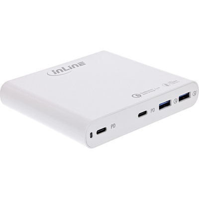 InLine® USB Netzteil, GaN Ladegerät, 4-Port, 2x USB-C + 2x USB-A, 120W, weiß (Produktbild 2)