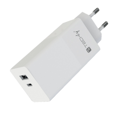 Techly USB-C und USB-A 100W Wandladegerät --, IPW-PD100W-WH (Produktbild 1)