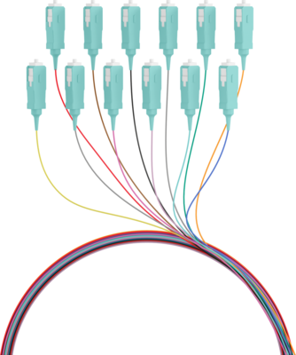 Faserpigtail SC OM3  -- farbiges Set 2m - 12 Stück