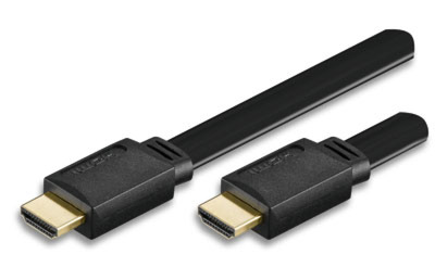 HDMI High Speed mit Ethernet -- Flachkabel, schwarz, 1 m