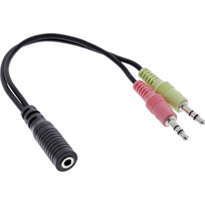 InLine® Audio Headset Adapterkabel, 2x 3,5mm Stecker an 3,5mm Buchse CTIA, 0,15m