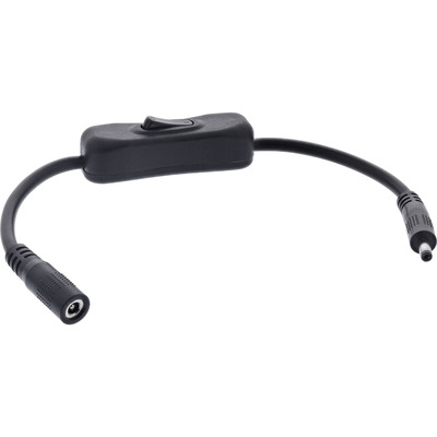 InLine® DC Kabel mit Schalter, DC ST/BU 4,0x1,7mm, AWG 18, schwarz, 0,20m