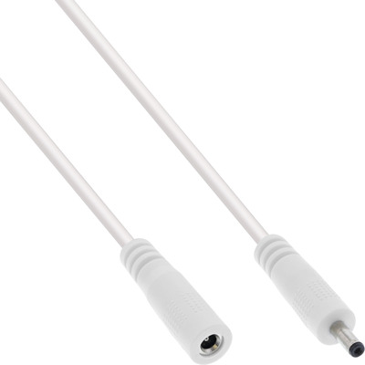 InLine® DC Verlängerungskabel, DC Stecker/Buchse 3,5x1,35mm, AWG 18, weiß 3m (Produktbild 1)