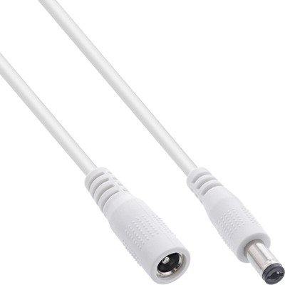 InLine® DC Verlängerungskabel, DC Stecker/Buchse 5,5x2,1mm, AWG 18, weiß 0,5m (Produktbild 1)