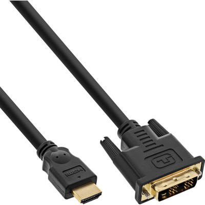 InLine® HDMI-DVI Kabel, vergoldete Kontakte, HDMI ST auf DVI 18+1 ST, 2m